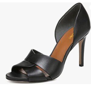 Pazzion Black Sexy Open Toe High Heeled D'Orsay Pump Slip On Stilettos Heel Shoe